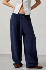 Harri Wide Leg Jogger Pants Navy
