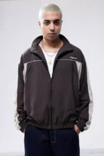 Iets Frans Brown Mesh Panel Track Jacket