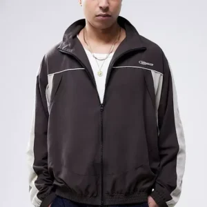 Iets Frans Brown Mesh Panel Track Jacket