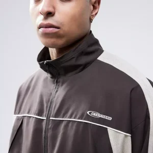 Iets Frans Brown Mesh Panel Track Jacket d