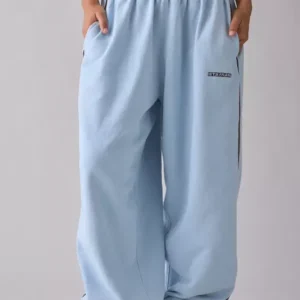 Iets Frans Harri Wide Leg Jogger Pants Light Blue