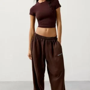 Iets Frans Harri Wide Leg Jogger Pants Limebrown