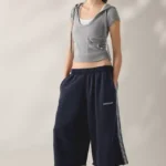 Iets Frans Leg Cropped Jogger Pants Navy