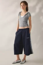 Iets Frans Leg Cropped Jogger Pants Navy