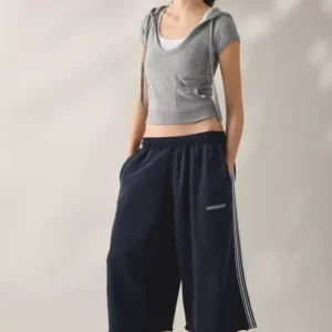 Iets Frans Leg Cropped Jogger Pants Navy