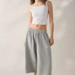 Leg Cropped Jogger Pants Grey